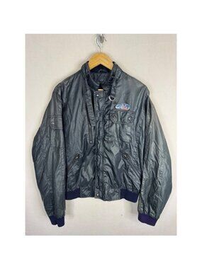 Vintage Upstream NHRA Drag Racing Bomber Jacket Black Nylon XL Racing Division
